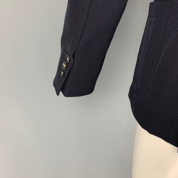THE GIGI Size 36 Navy Textured Cotton Blend Double Breasted Sport Coat - Picture 4 of 7